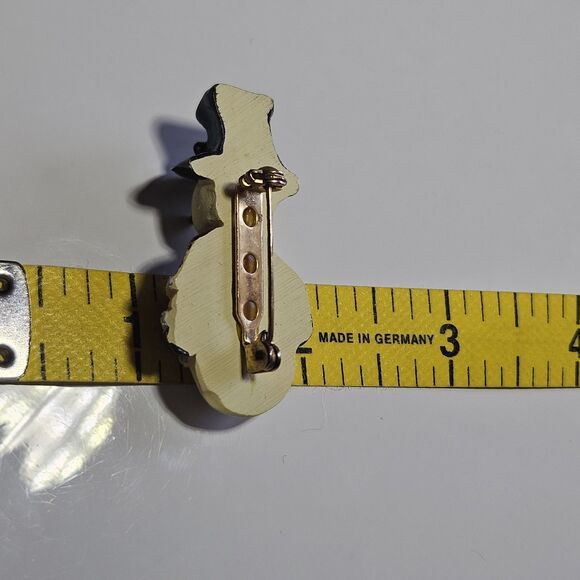 **Sale** Vintage Resin Glittery Snowman Brooch Black Hat Burgundy Scarf - Picture 5 of 9